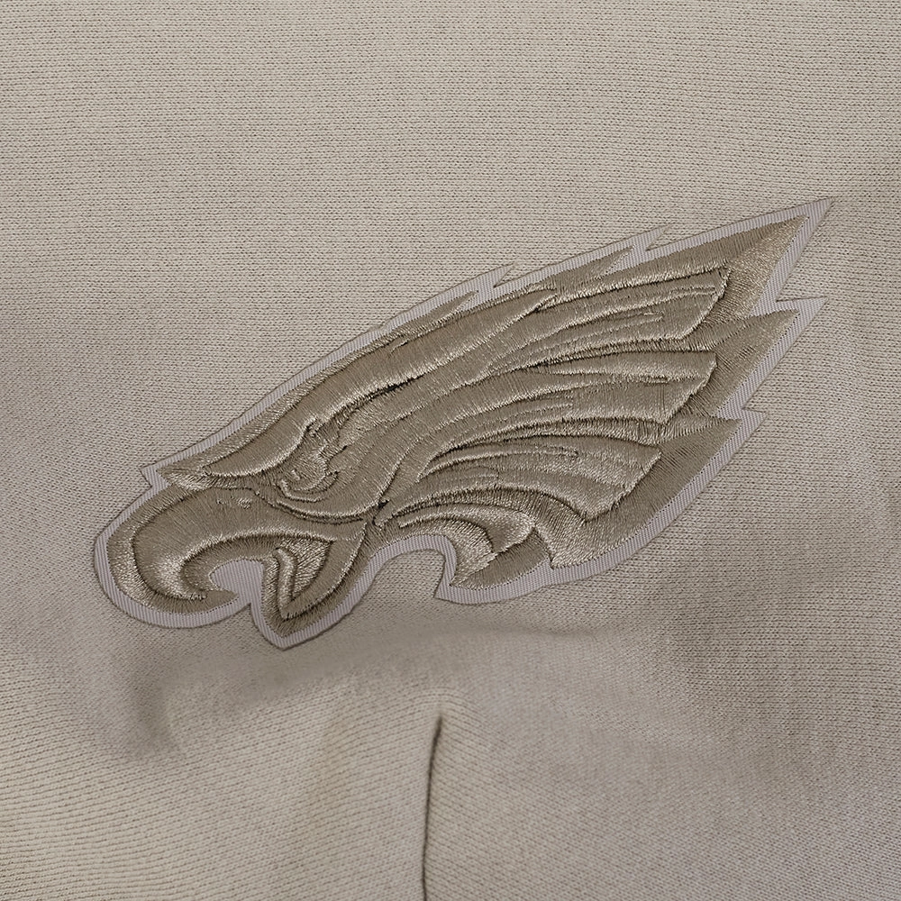 NFL PHILADELPHIA EAGLES WINGSPAN MEN'S DROP SHOULDER FLEECE PULLOVER HOODIE (TAUPE)