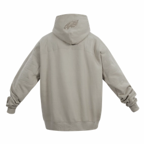 NFL PHILADELPHIA EAGLES WINGSPAN MEN'S DROP SHOULDER FLEECE PULLOVER HOODIE (TAUPE)