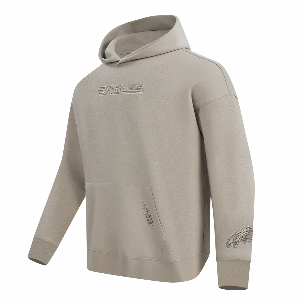 NFL PHILADELPHIA EAGLES WINGSPAN MEN'S DROP SHOULDER FLEECE PULLOVER HOODIE (TAUPE)
