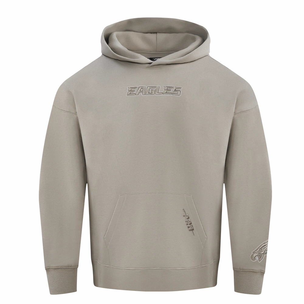 NFL PHILADELPHIA EAGLES WINGSPAN MEN'S DROP SHOULDER FLEECE PULLOVER HOODIE (TAUPE)