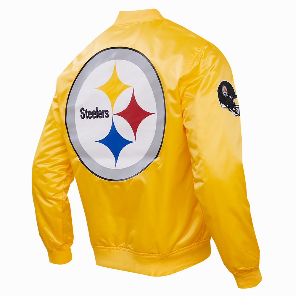 NFL PITTSBURGH STEELERS BIG LOGO MEN'S SATIN JACKET (YELLOW)
