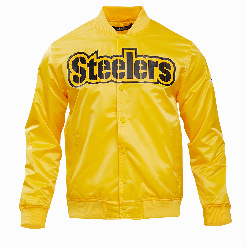 NFL PITTSBURGH STEELERS BIG LOGO MEN'S SATIN JACKET (YELLOW)