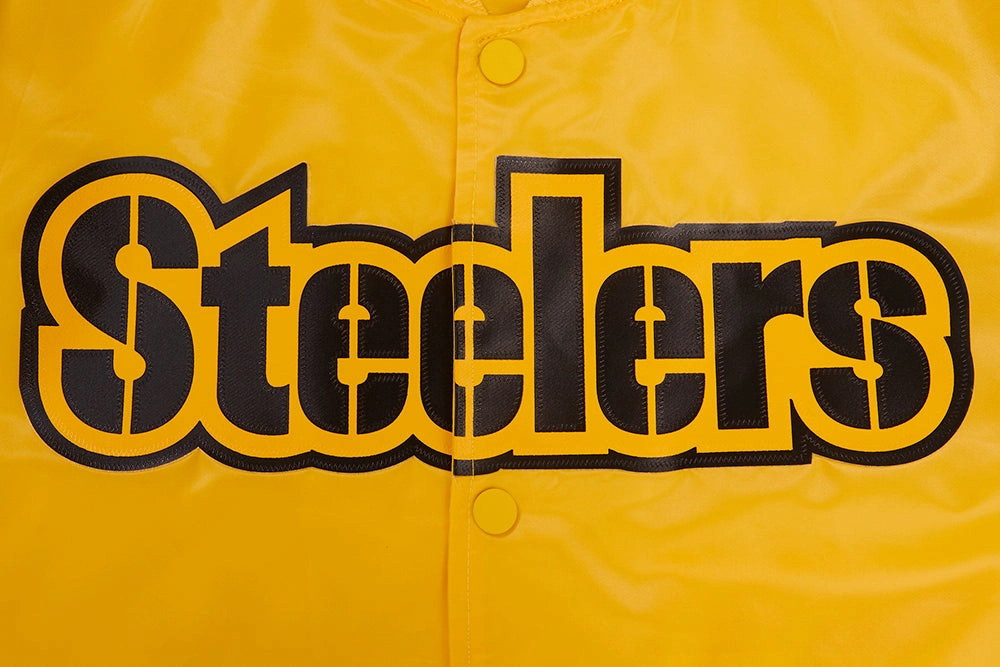 NFL PITTSBURGH STEELERS BIG LOGO MEN'S SATIN JACKET (YELLOW)