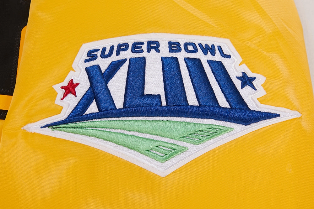 NFL PITTSBURGH STEELERS BIG LOGO MEN'S SATIN JACKET (YELLOW)