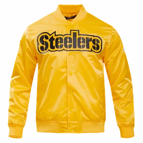 NFL PITTSBURGH STEELERS BIG LOGO MEN'S SATIN JACKET (YELLOW)
