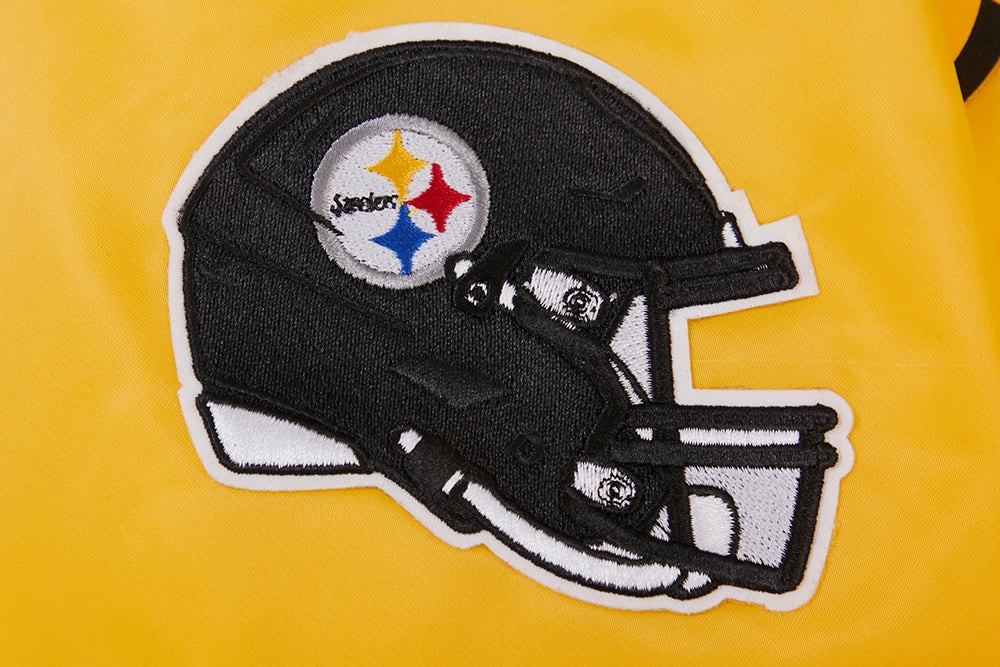 NFL PITTSBURGH STEELERS BIG LOGO MEN'S SATIN JACKET (YELLOW)
