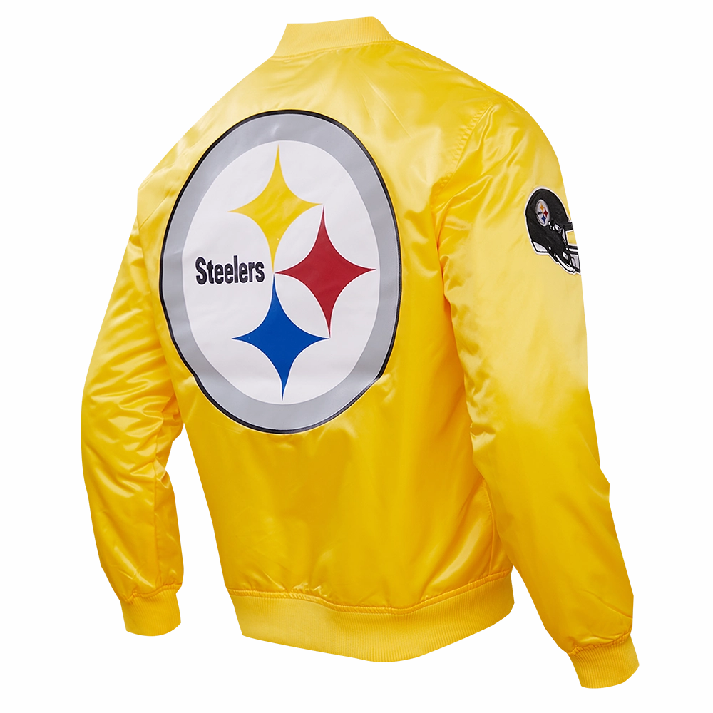 NFL PITTSBURGH STEELERS BIG LOGO MEN'S SATIN JACKET (YELLOW)