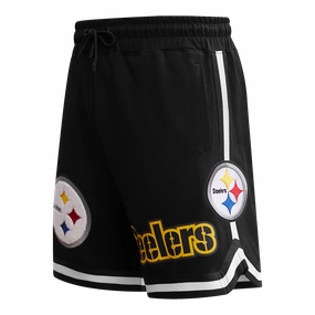 NFL PITTSBURGH STEELERS CLASSIC CHENILLE MEN'S DK SHORT (BLACK)