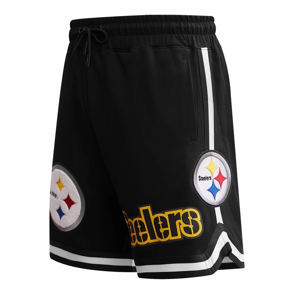 NFL PITTSBURGH STEELERS CLASSIC CHENILLE MEN'S DK SHORT (BLACK)
