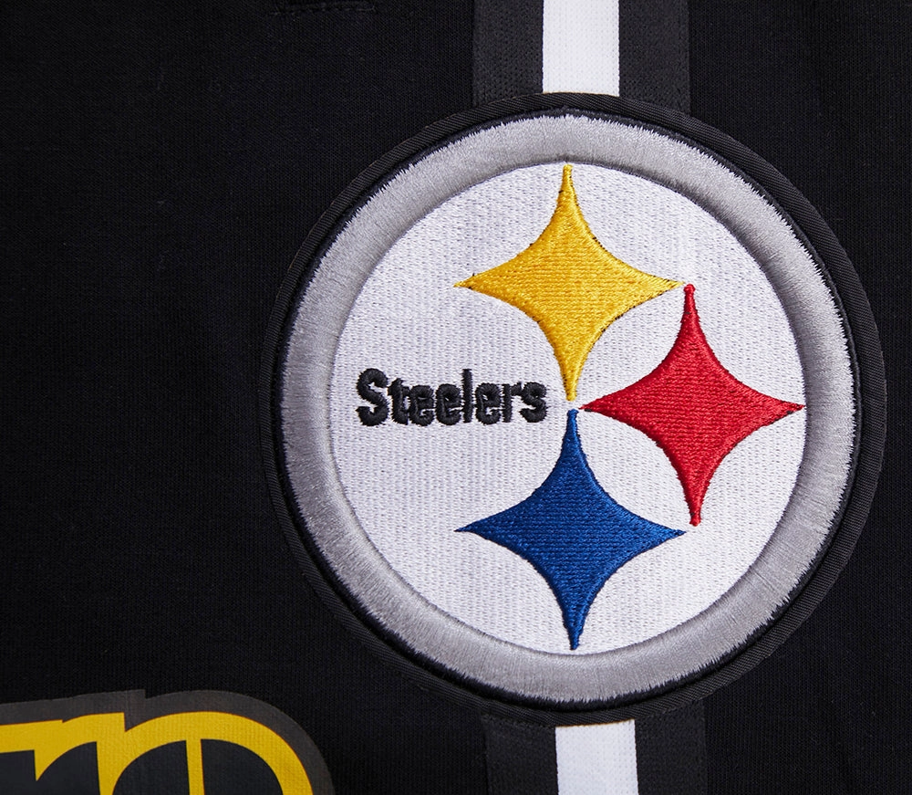 NFL PITTSBURGH STEELERS CLASSIC CHENILLE MEN'S DK SHORT (BLACK)