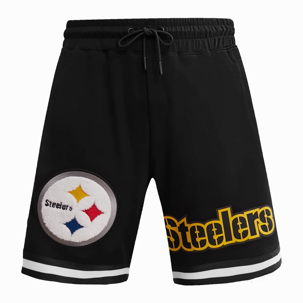 NFL PITTSBURGH STEELERS CLASSIC CHENILLE MEN'S DK SHORT (BLACK)