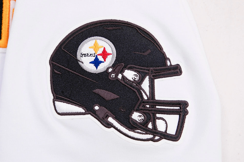NFL PITTSBURGH STEELERS CLASSIC CHENILLE MEN'S DOUBLE KNIT TEE (WHITE)