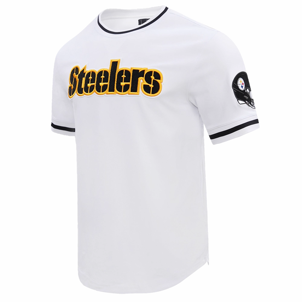 NFL PITTSBURGH STEELERS CLASSIC CHENILLE MEN'S DOUBLE KNIT TEE (WHITE)