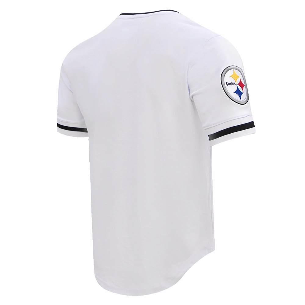NFL PITTSBURGH STEELERS CLASSIC CHENILLE MEN'S DOUBLE KNIT TEE (WHITE)
