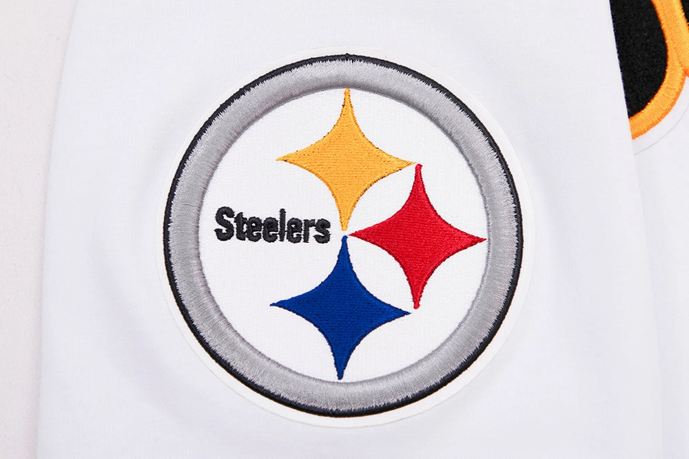 NFL PITTSBURGH STEELERS CLASSIC CHENILLE MEN'S DOUBLE KNIT TEE (WHITE)