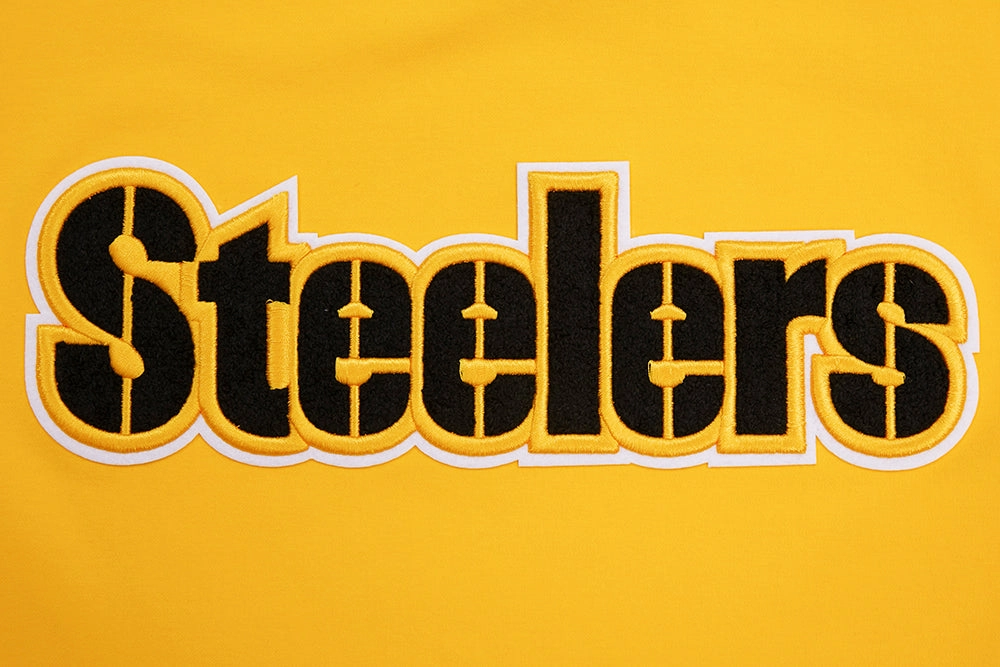 NFL PITTSBURGH STEELERS CLASSIC CHENILLE MEN'S DOUBLE KNIT TEE (YELLOW/BLACK)