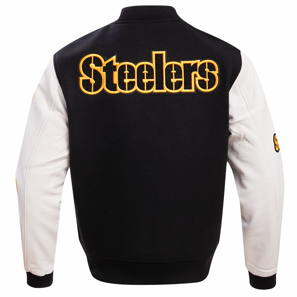 NFL PITTSBURGH STEELERS CLASSIC MEN'S WOOL VARSITY JACKET (BLACK)