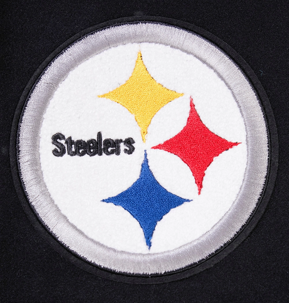 NFL PITTSBURGH STEELERS CLASSIC MEN'S WOOL VARSITY JACKET (BLACK/WHITE)