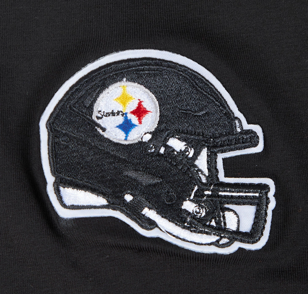 NFL PITTSBURGH STEELERS CLASSIC SHORT SLEEVE WOMEN'S SINGLE JERSEY SLIM FIT TEE (BLACK)