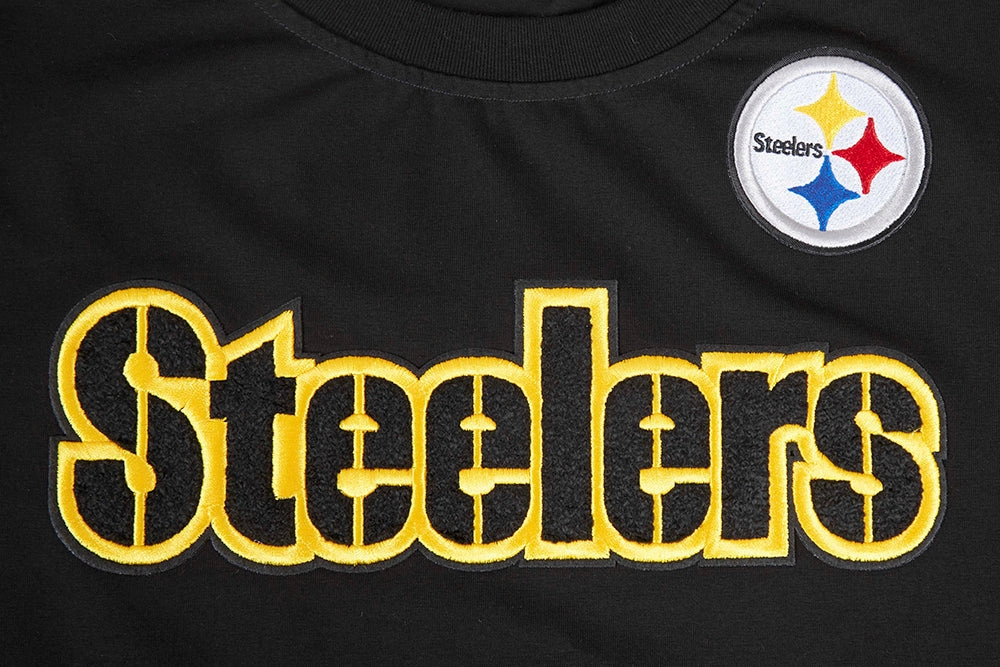 NFL PITTSBURGH STEELERS CLASSIC SHORT SLEEVE WOMEN'S SINGLE JERSEY SLIM FIT TEE (BLACK)