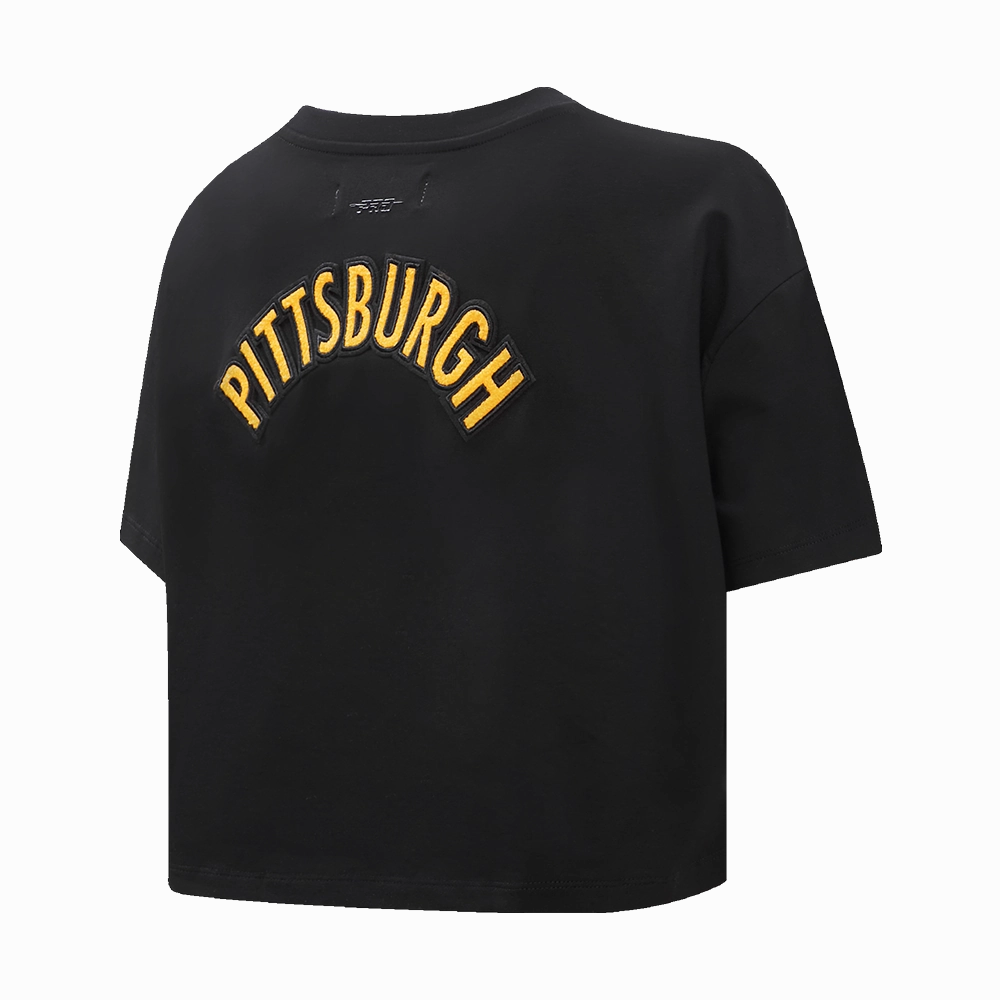 NFL PITTSBURGH STEELERS CLASSIC WOMEN'S SINGLE JERSEY BOXY TEE (BLACK)