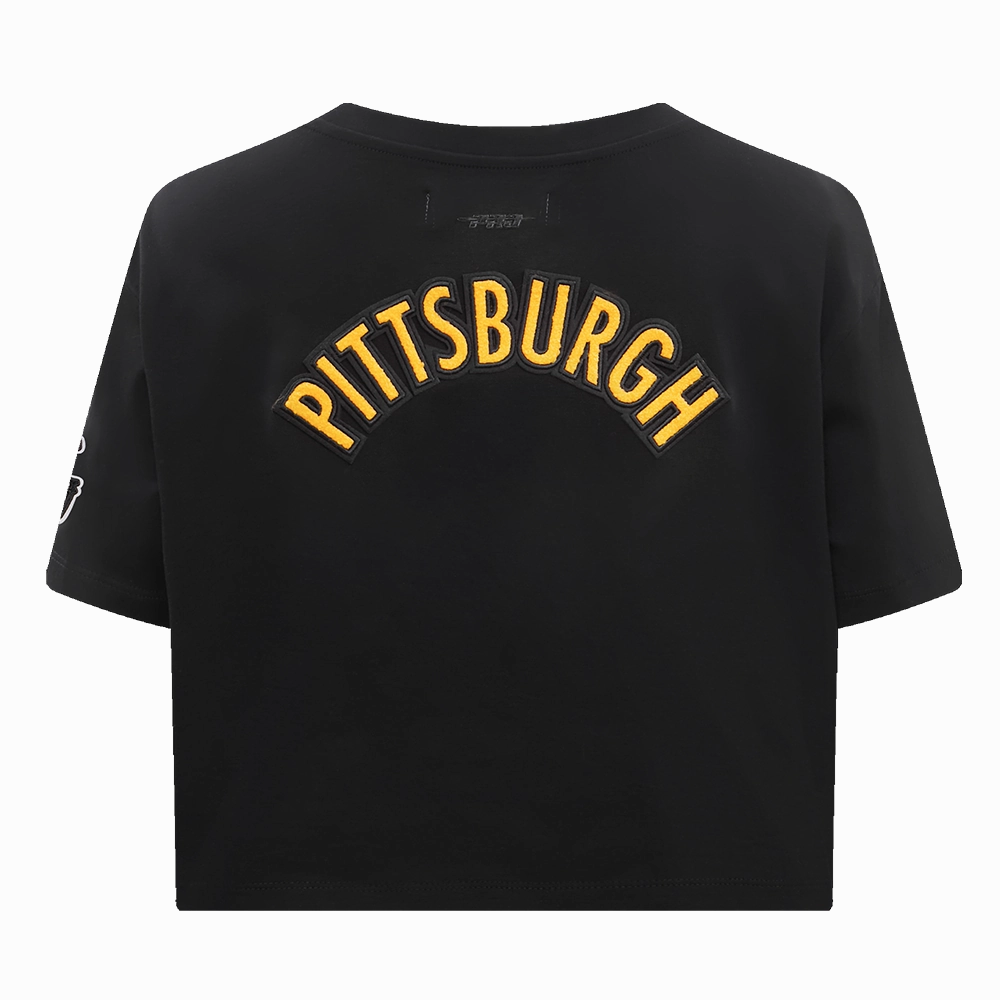 NFL PITTSBURGH STEELERS CLASSIC WOMEN'S SINGLE JERSEY BOXY TEE (BLACK)