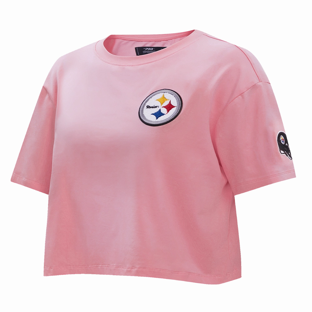 NFL PITTSBURGH STEELERS CLASSIC WOMEN'S SINGLE JERSEY BOXY TEE (PINK)