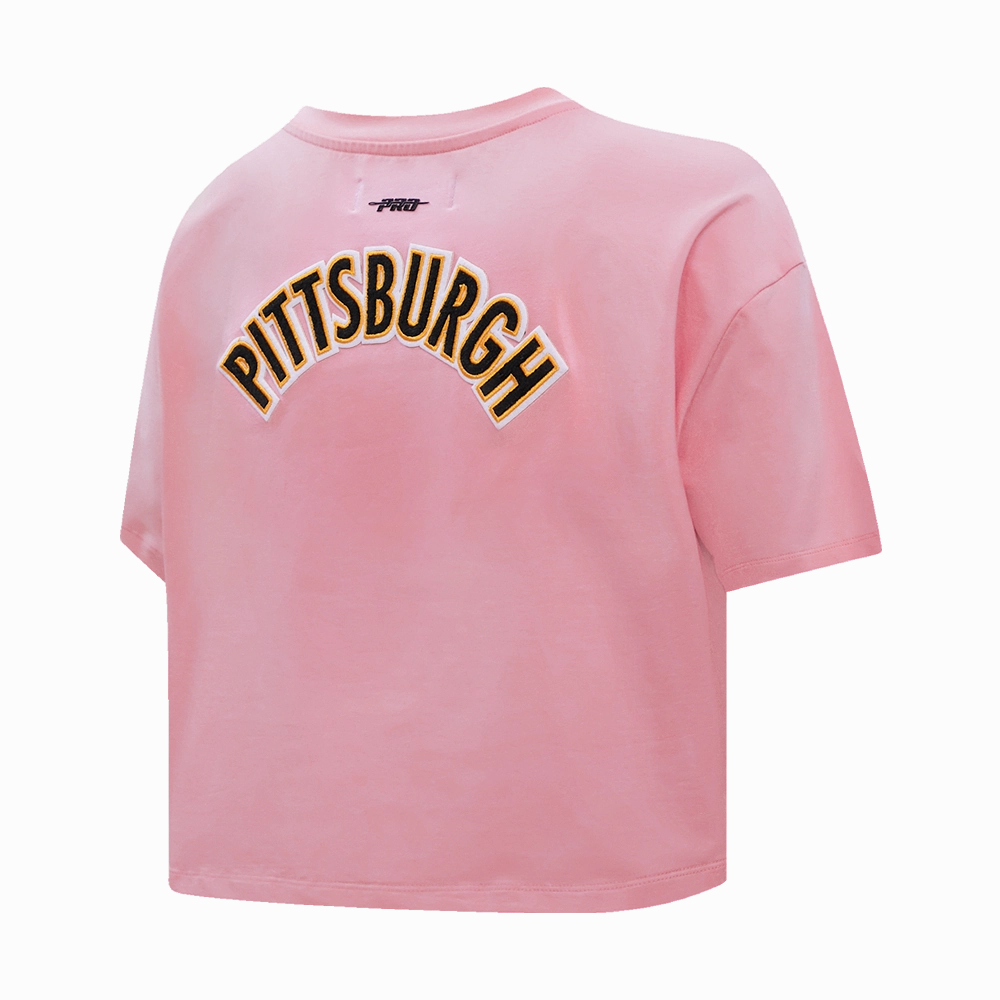 NFL PITTSBURGH STEELERS CLASSIC WOMEN'S SINGLE JERSEY BOXY TEE (PINK)