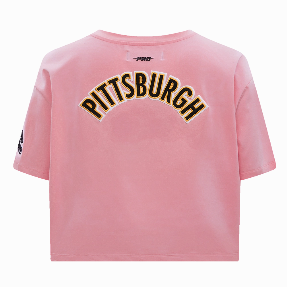 NFL PITTSBURGH STEELERS CLASSIC WOMEN'S SINGLE JERSEY BOXY TEE (PINK)