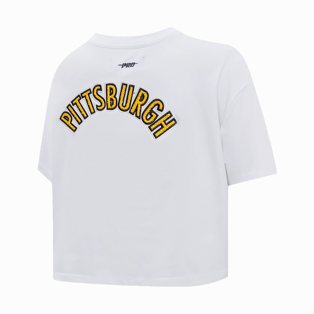 NFL PITTSBURGH STEELERS CLASSIC WOMEN'S SINGLE JERSEY BOXY TEE (WHITE)