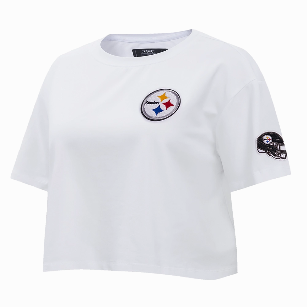 NFL PITTSBURGH STEELERS CLASSIC WOMEN'S SINGLE JERSEY BOXY TEE (WHITE)