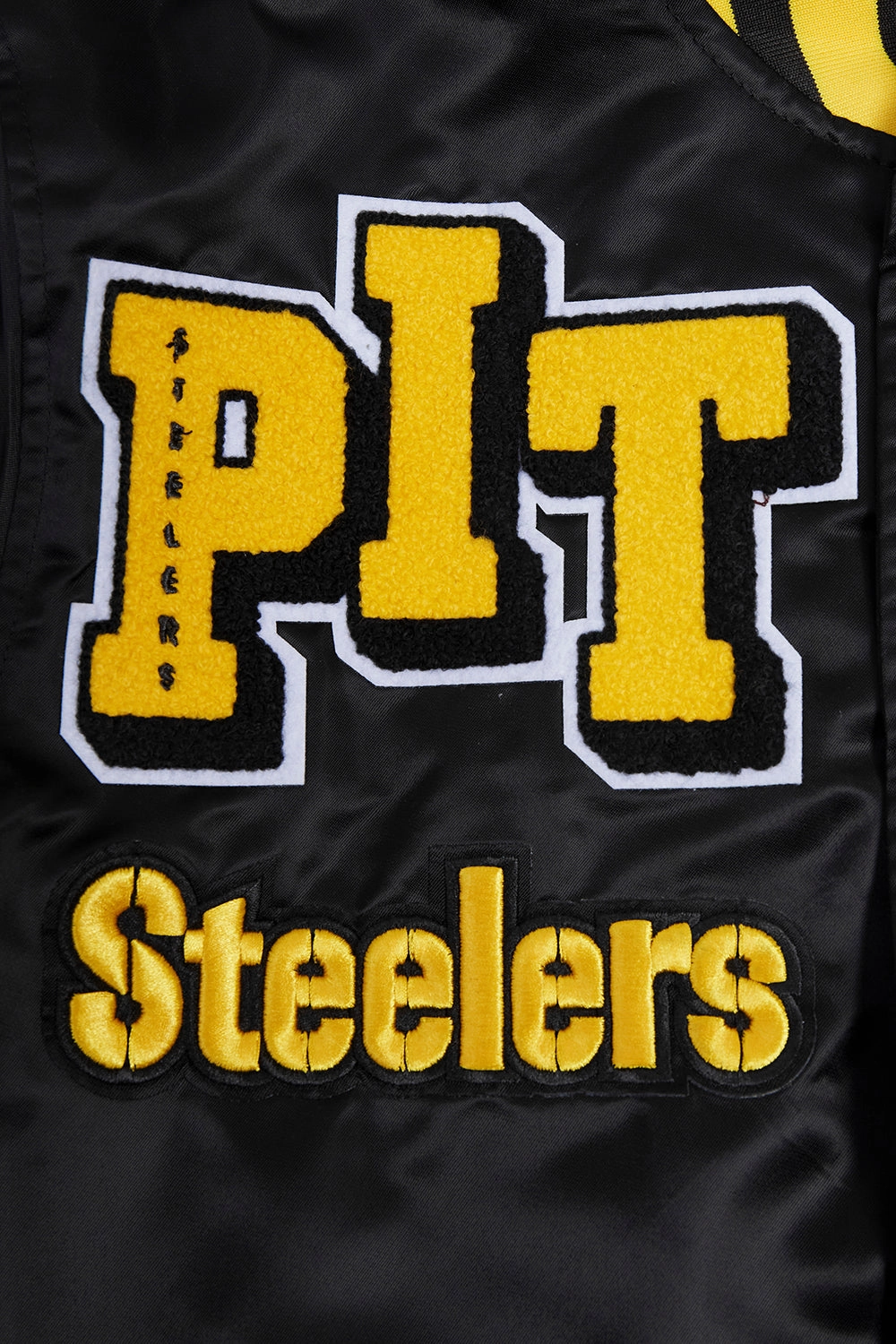 NFL PITTSBURGH STEELERS MASHUP MEN'S RIB SATIN JACKET (BLACK/YELLOW)