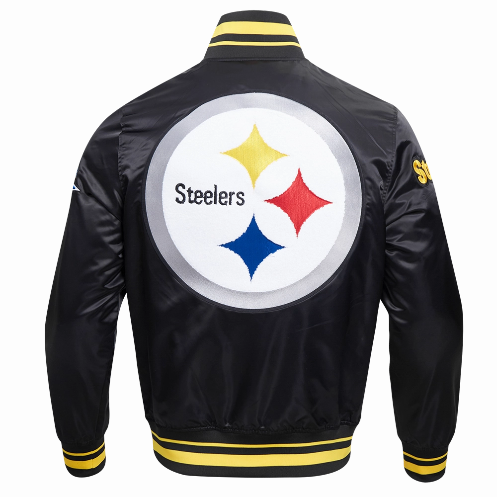 NFL PITTSBURGH STEELERS MASHUP MEN'S RIB SATIN JACKET (BLACK/YELLOW)