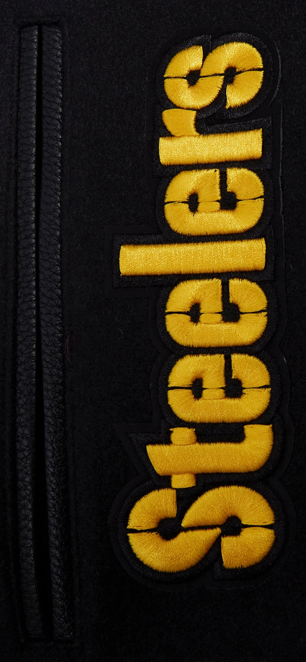 NFL PITTSBURGH STEELERS MASHUP MEN'S RIB WOOL VARSITY JACKET (BLACK/YELLOW)