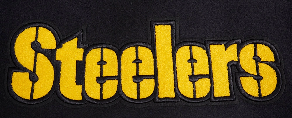 NFL PITTSBURGH STEELERS MASHUP MEN'S RIB WOOL VARSITY JACKET (BLACK/YELLOW)