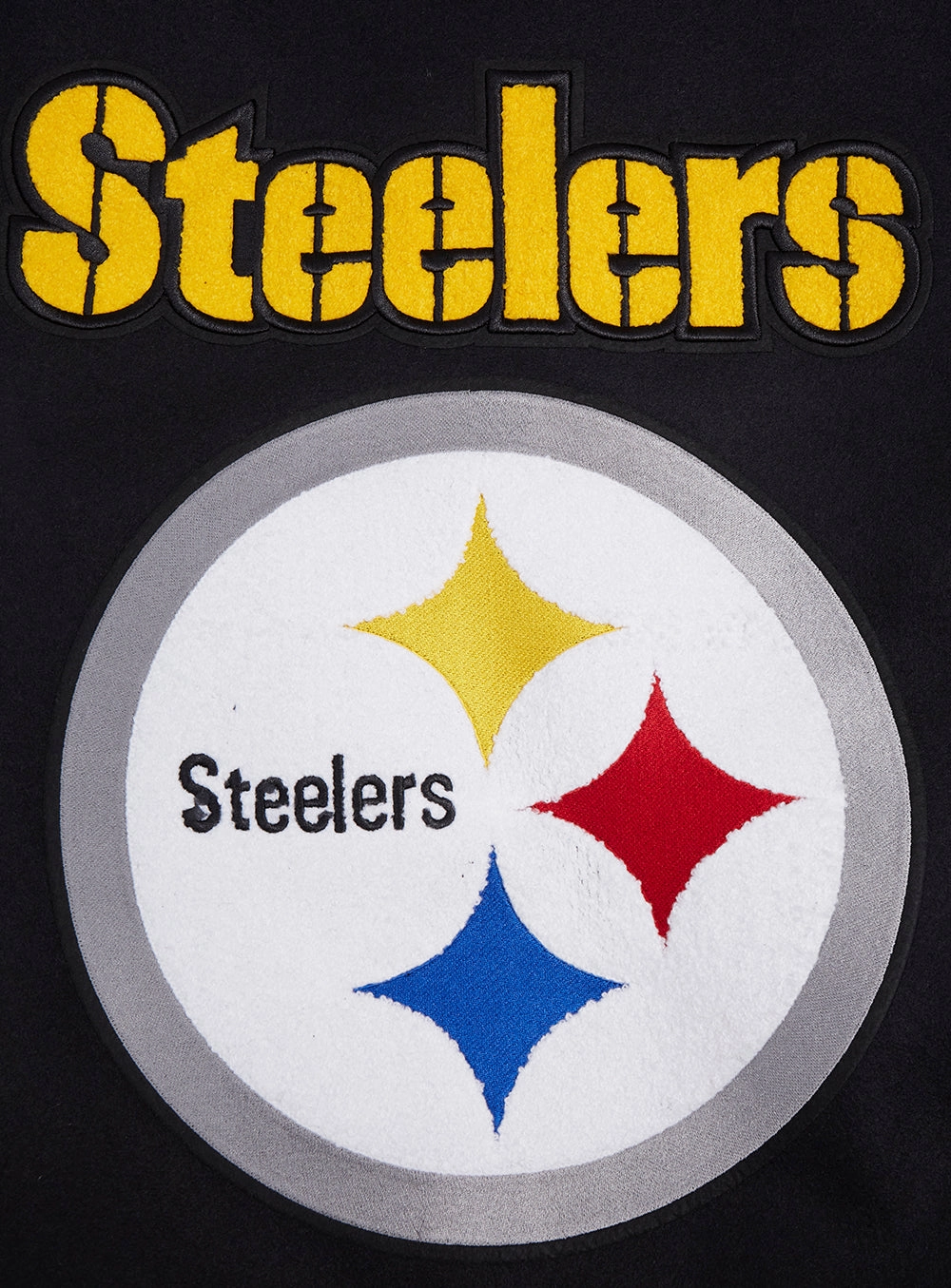 NFL PITTSBURGH STEELERS MASHUP MEN'S RIB WOOL VARSITY JACKET (BLACK/YELLOW)