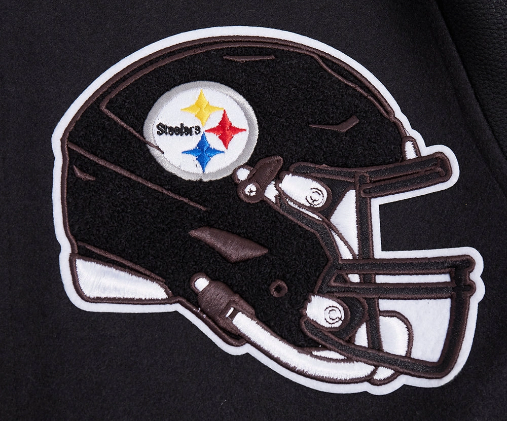NFL PITTSBURGH STEELERS MASHUP MEN'S RIB WOOL VARSITY JACKET (BLACK/YELLOW)