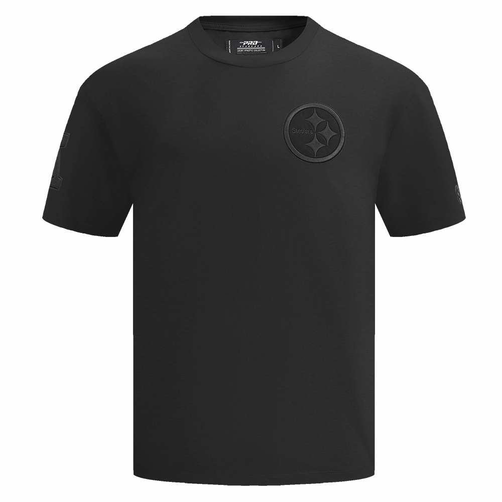 NFL PITTSBURGH STEELERS NEUTRAL COTTON JERSEY DROP SHOULDER TEE (BLACK)