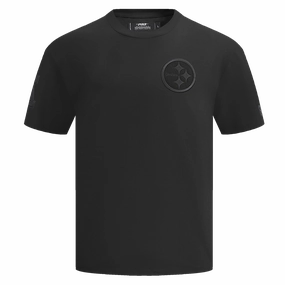 NFL PITTSBURGH STEELERS NEUTRAL COTTON JERSEY DROP SHOULDER TEE (BLACK)