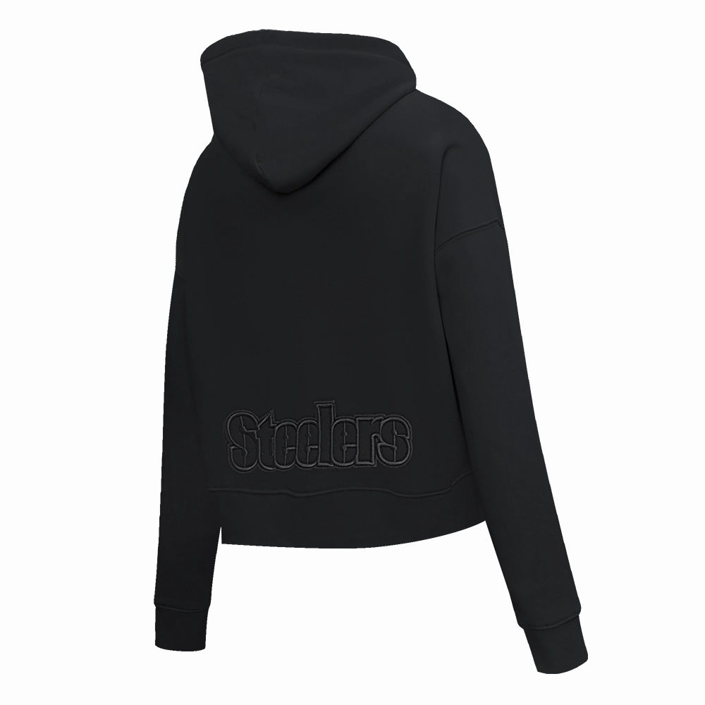 NFL PITTSBURGH STEELERS NEUTRAL CROPPED WOMEN'S PULLOVER HOODIE (BLACK)