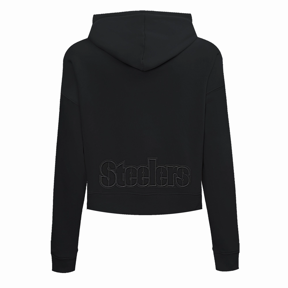 NFL PITTSBURGH STEELERS NEUTRAL CROPPED WOMEN'S PULLOVER HOODIE (BLACK)