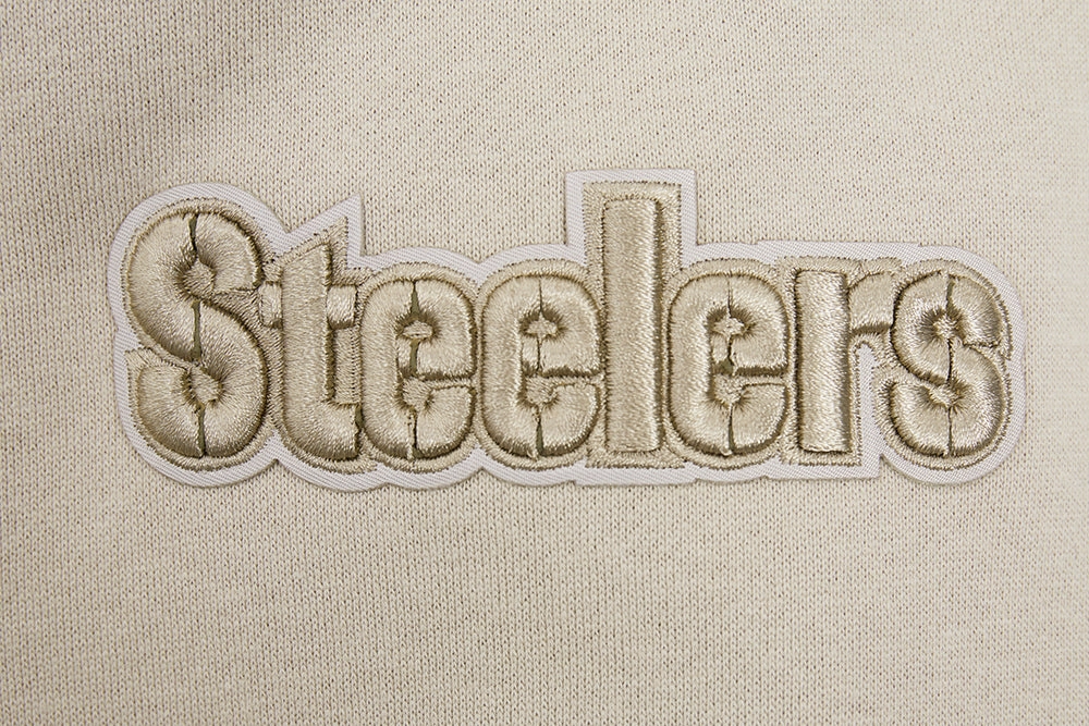 NFL PITTSBURGH STEELERS NEUTRAL DROP SHOULDER FLEECE PULLOVER HOODIE (TAUPE)