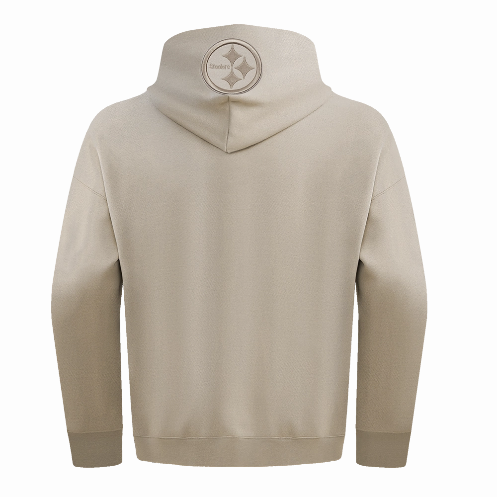 NFL PITTSBURGH STEELERS NEUTRAL DROP SHOULDER FLEECE PULLOVER HOODIE (TAUPE)