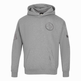 NFL PITTSBURGH STEELERS NEUTRAL MEN'S DROP SHOULDER PULLOVER HOODIE (DARK HEATHER GRAY)