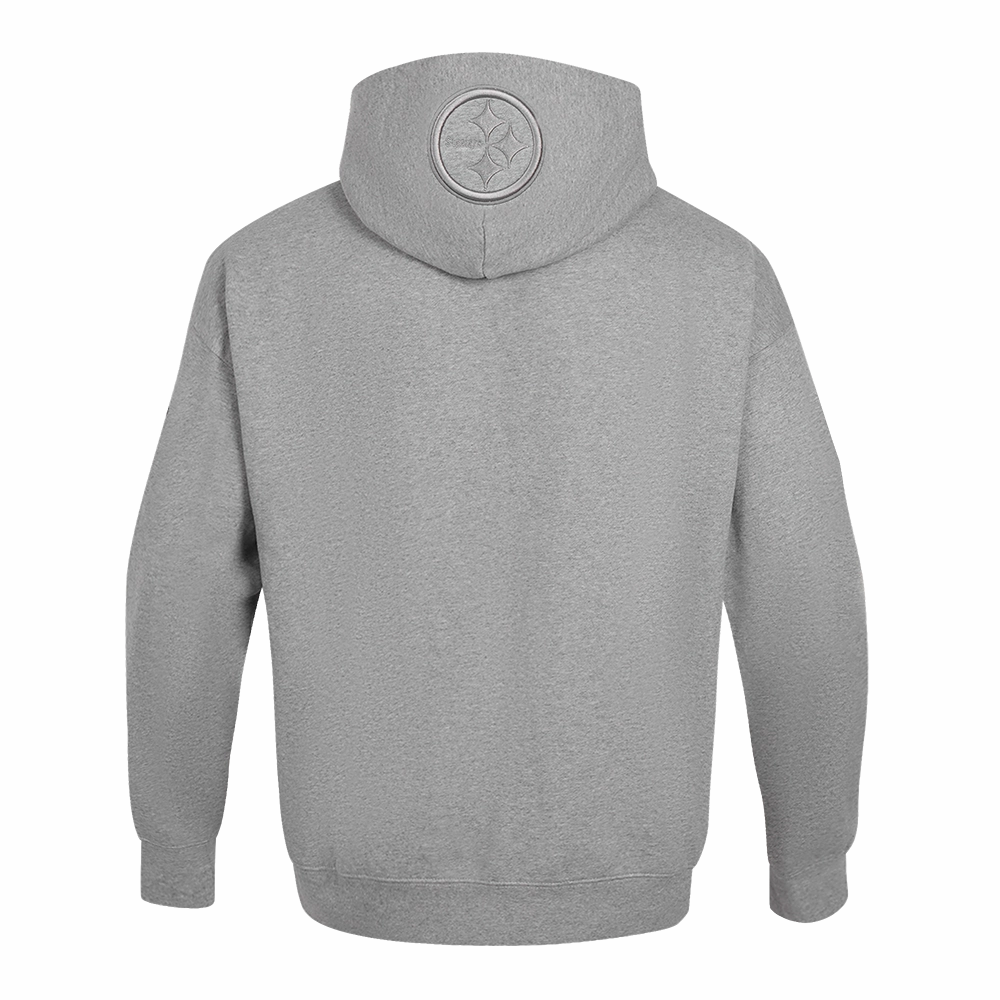 NFL PITTSBURGH STEELERS NEUTRAL MEN'S DROP SHOULDER PULLOVER HOODIE (DARK HEATHER GRAY)