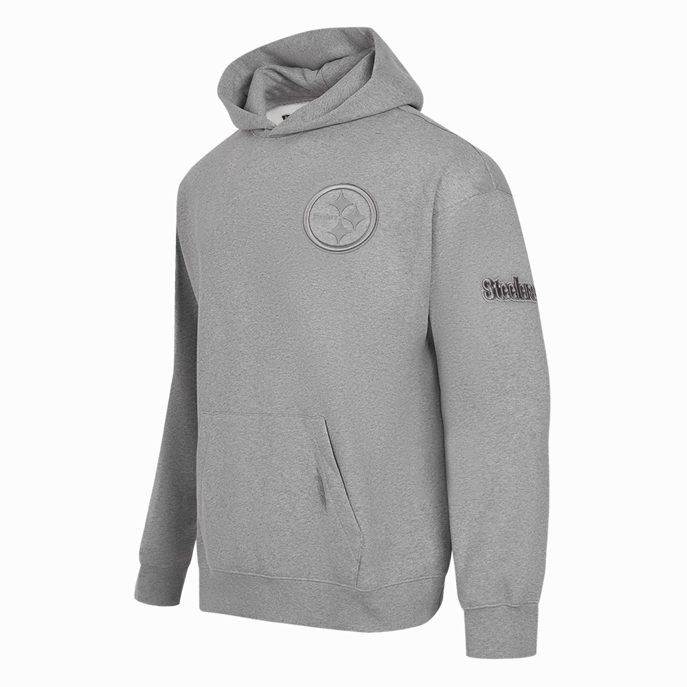 NFL PITTSBURGH STEELERS NEUTRAL MEN'S DROP SHOULDER PULLOVER HOODIE (DARK HEATHER GRAY)