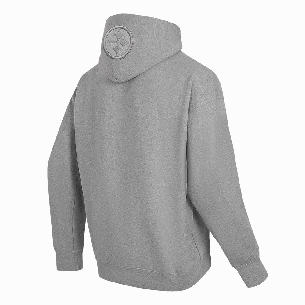 NFL PITTSBURGH STEELERS NEUTRAL MEN'S DROP SHOULDER PULLOVER HOODIE (DARK HEATHER GRAY)