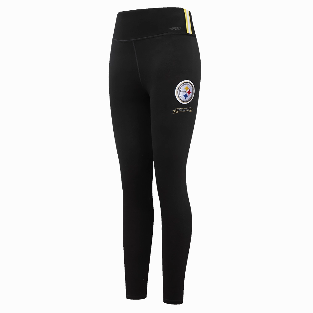 NFL PITTSBURGH STEELERS PRO PREP WOMEN'S HIGH WAIST JERSEY LEGGING (BLACK)