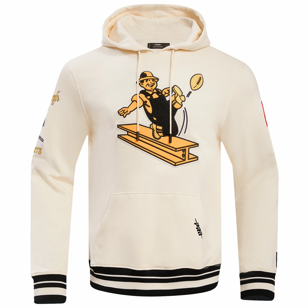 NFL PITTSBURGH STEELERS RETRO CLASSIC MEN'S HOODIE (EGGSHELL/ BLACK)