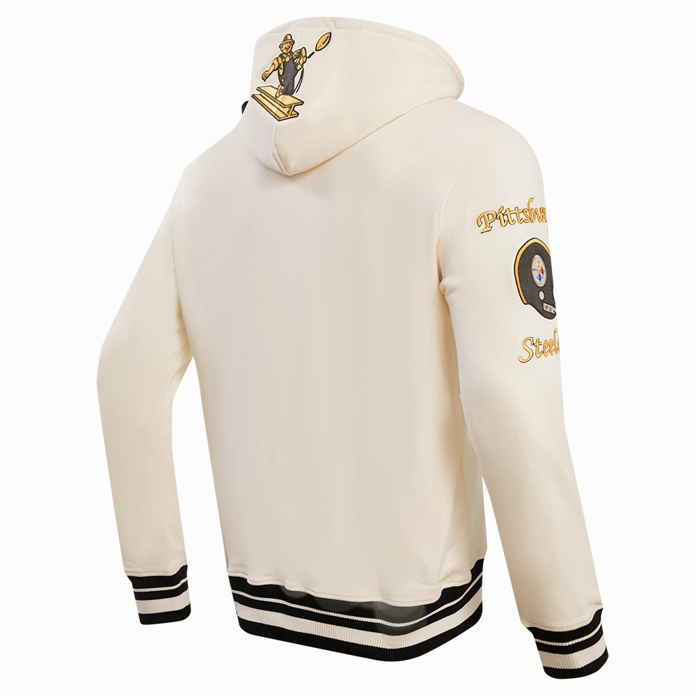 NFL PITTSBURGH STEELERS RETRO CLASSIC MEN'S HOODIE (EGGSHELL/ BLACK)